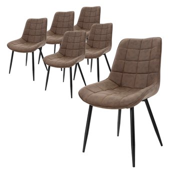 Zestaw 6 krzeseł do jadalni krzesła do salonu krzesło kuchenne brązowa imitacja skóry PU - ML-DESIGN