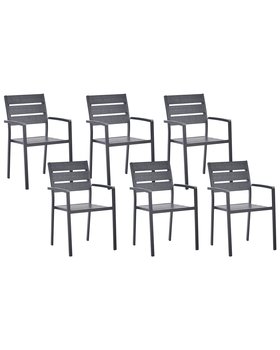 Zestaw 6 krzeseł ogrodowych czarny VERNIO - Beliani