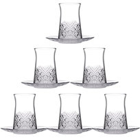 Zestaw 6 szklanek do herbaty po turecku z podstawkami PASABAHCE 12 el.