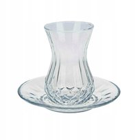 Zestaw 6 szklanek typu tulipanek 165ml z podstawkami do tureckiej herbaty