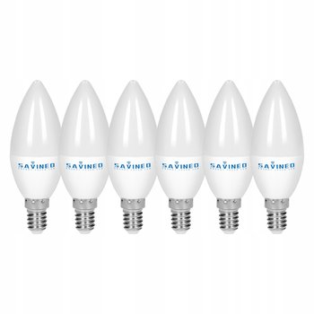 Zestaw 6 szt Żarówka E14 świeczka LED 12W 4000K neutralna biel świecowa niemrugająca - Savineo