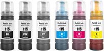 Zestaw 6 Tuszy MiSie 115 BK PB GY Cyan Magenta Yellow do Epson L8180 L8160 MiSie