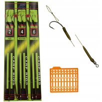 Zestaw 6 x PRZYPON KARPIOWY Z WŁOSEM PLECIONKA hak r #2 #4 #6 plus Stopery Miracle Fish