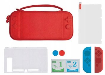 Zestaw 6W1 Futerał Etui Szkło Do Nintendo Switch / Dss-106 Czerwony Futerał - MARIGames