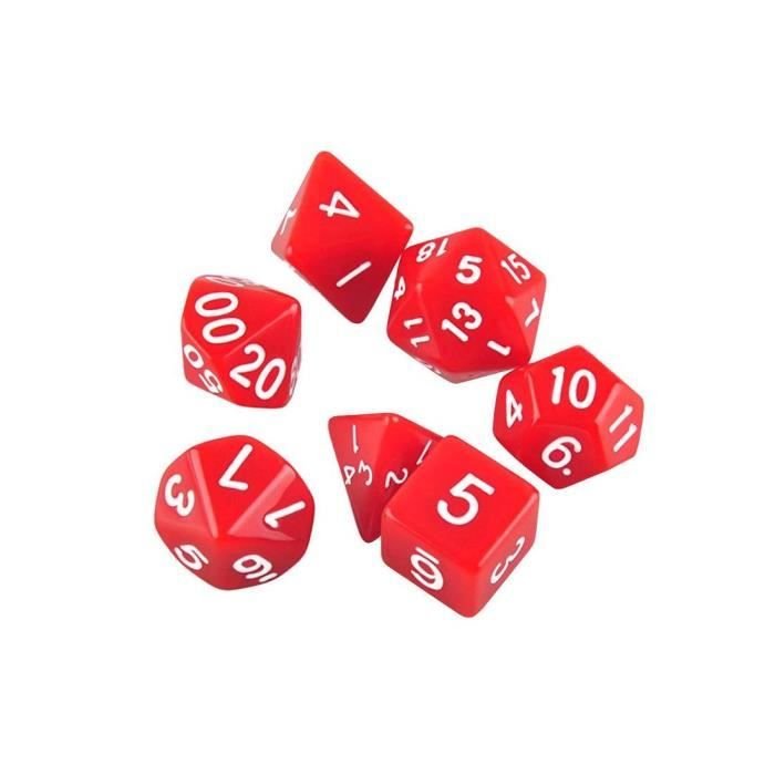 Zestaw 7 kości do gry Dungeons and Dragons - GENERIC - Czerwone - Gra w kości - Nowe, kości RPG