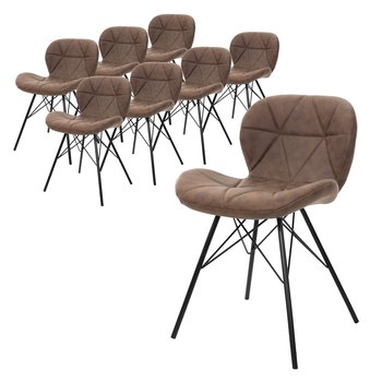 Zestaw 8 krzeseł do jadalni brązowe Krzesła do salonu Krzesła do jadalni ze skóry Pu - ML-DESIGN