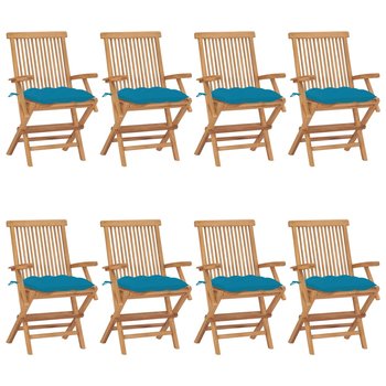 Zestaw 8 krzeseł ogrodowych tekowych z poduszkami, - Zakito Europe