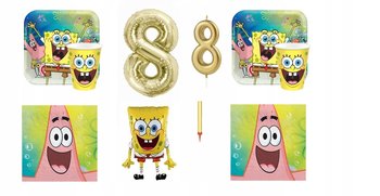 Zestaw 8 Urodziny Spongebob Patryk Balony Talerzyki Kubki Serwetki - Inna marka