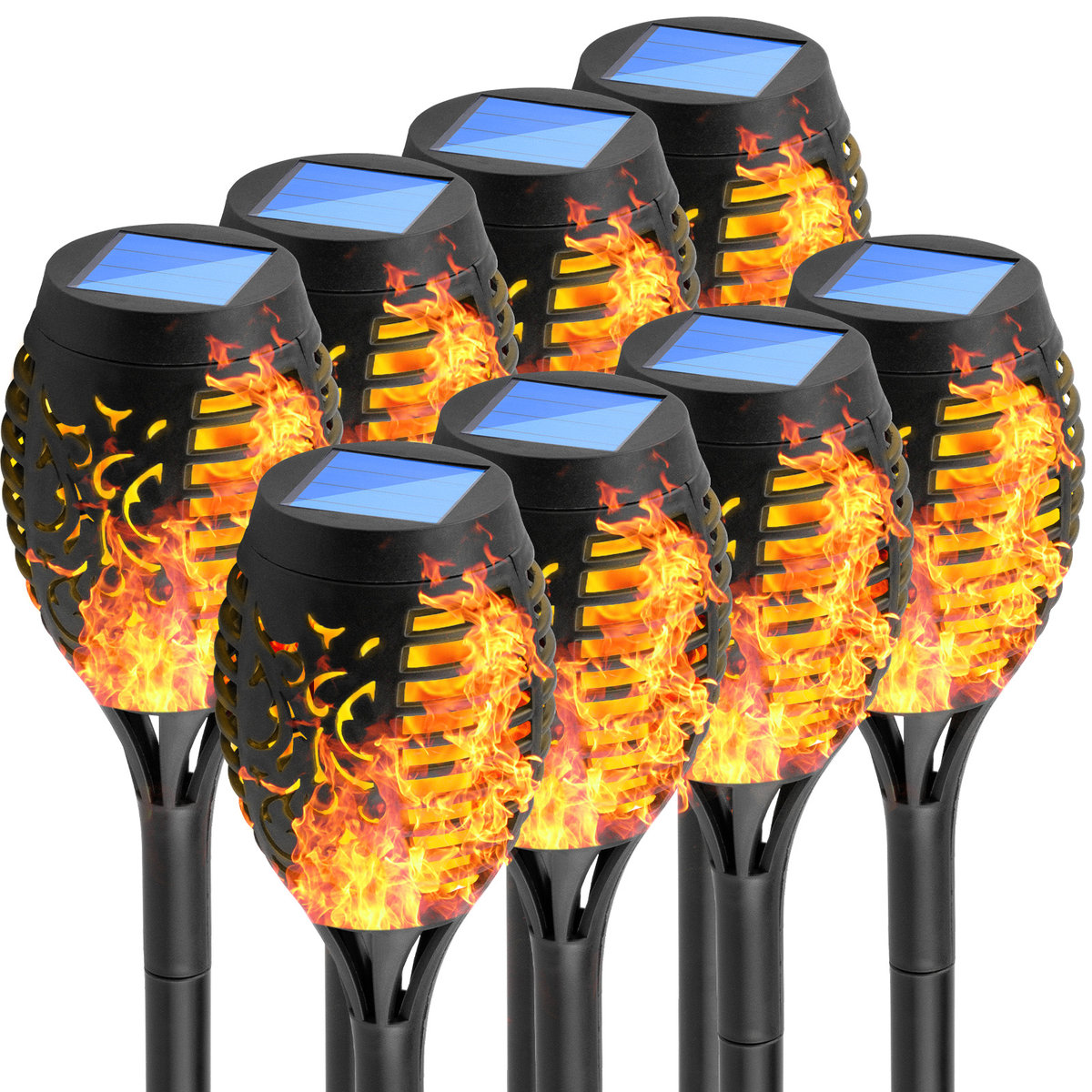 Zestaw 8x Lampa Solarna Ogrodowa LED IGNIS Wbijana Pochodnia Efekt ...