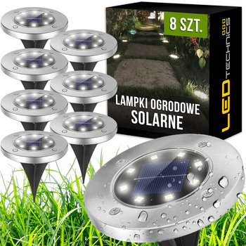 Zestaw 8x Lampki SOLARNE GRUNTOWE DIODY DISK LIGHT - Ledtechnics