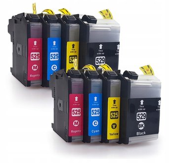 ZESTAW 8x TUSZE LC525 LC529 DO DRUKARKI BROTHER DCP-J105 DCP-J100 MFC-J200 - Inny producent