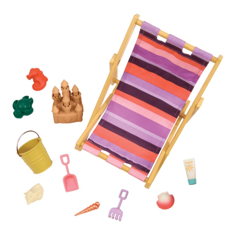 Zdjęcia - Wszystko dla lalek B Toys Zestaw akcesoriów dla lalek z leżakiem – Day at the Beach - OUR GENERATION 