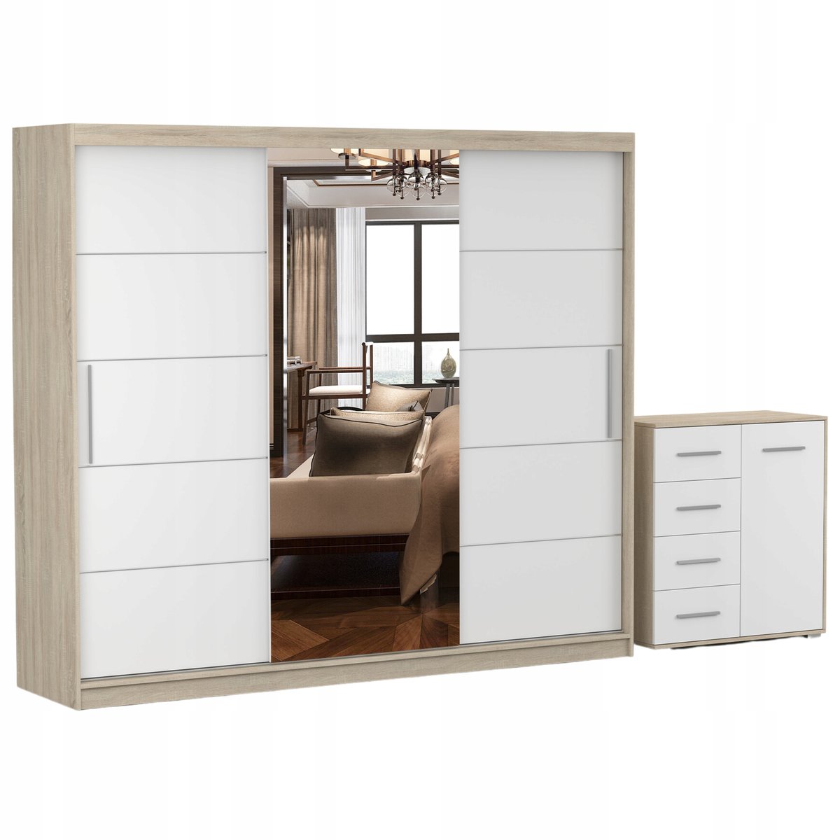 Zestaw ALBA I Szafa 250 Komoda FRIDA MINI 01 90 półki SB PRODUCENT