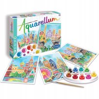 Zestaw Aquarellum Stolicy 3 obrazy do malowania i farby SentoSphere SentoSphere