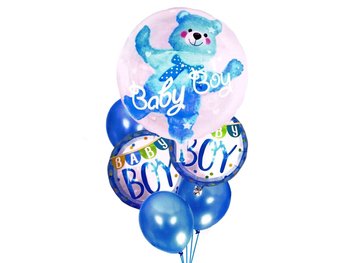 Zestaw balonów Baby Boy z misiem niebieski - 7 szt. - MK Trade