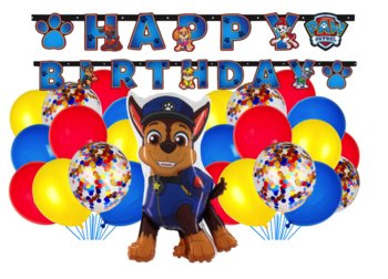 Zestaw balonów Chase na urodziny Psi Patrol Gotowy Zestaw Dekoracji Balonów Na Hel - Szafran Limited