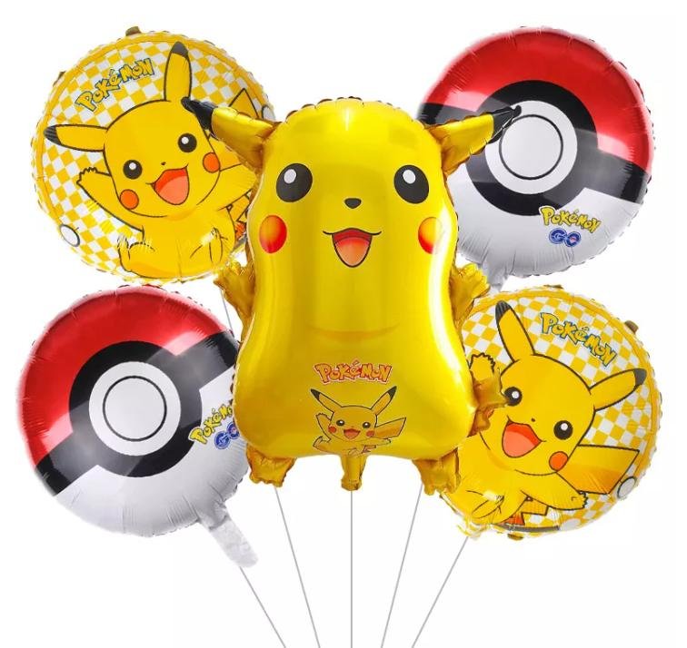 Zestaw balonów foliowych PIKACHU POKEMON, 5 el. - Party spot ...