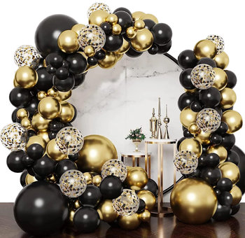 ZESTAW BALONÓW GIRLANDA BALONOWA ELEGANCKA ŁUK BALONY URODZINOWE DEKORACJE OZDOBY ZŁOTO CZARNE XXL - TradeBaazar
