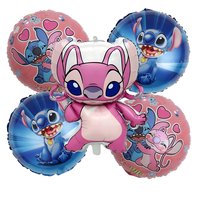 ZESTAW BALONÓW LILO I STITCH ANGEL BALONY OKRĄGŁE STITCH 5 SZTUK NA HEL