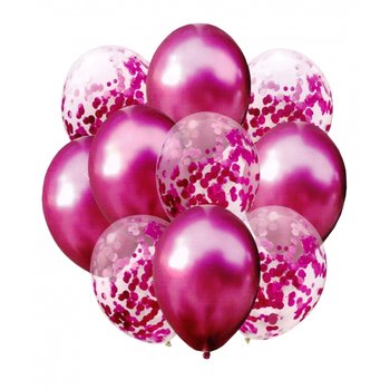 Zestaw balonów metal bordo i konfetti 33cm, 10 szt. - MK Trade