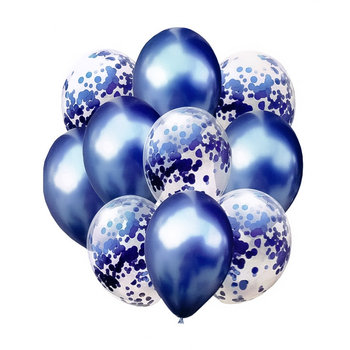 Zestaw balonów metal. granatowyi i konfetti 33cm, 10 szt. - MK Trade