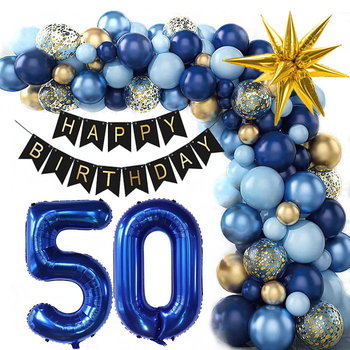 Zestaw Balonów Na 50 Urodziny Granatowo Złoty 136Szt - Inna marka