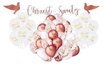 Zestaw balonów na Chrzciny dziewczynki Komplet dekoracji na Chrzest św. Rose gold - Szafran Limited