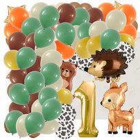 Zestaw balonów na roczek girlanda miś sarenka łuk dekoracje balony banner