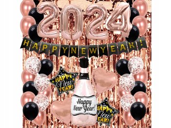 Zestaw Balonów Na Sylwestra Różowo - Złoty Nowy Rok Happy New Yer Nr1 - ImprezCzas