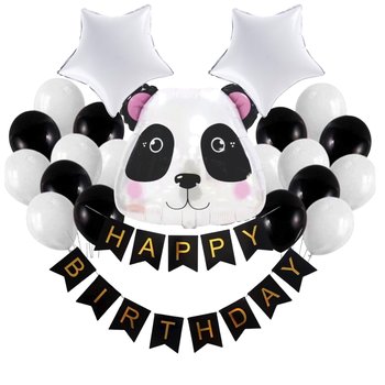 Zestaw balonów Panda Miś Dekoracje na Urodziny Baner Happy Birthday z pandą Balony Roczek - Szafran Limited