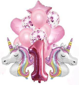 Zestaw Balonów Roczek Cyfra 1 Urodziny Hel 17Szt - Hopki
