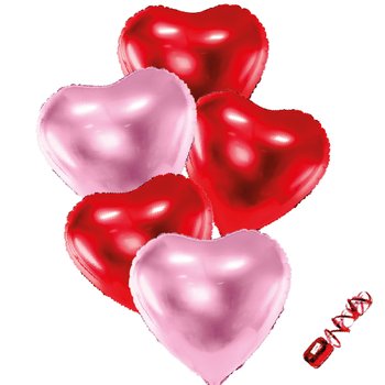 Zestaw Balonów Serca - 5 Sztuk Czerwone I Różowe Walentynki Czerwone Serca - OCHprosze
