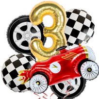 Zestaw balonów urodzinowych Sport Auto Retro Vintage Wyścigówka - 3 Złoty