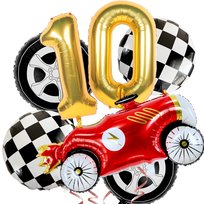 Zestaw balonów urodzinowych Sport Auto Retro Vintage Wyścigówka - Złoty 10