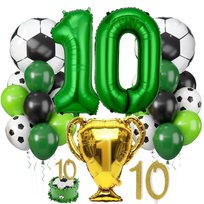 Zestaw balonów urodzinowych Sport Piłka Nożna Puchar świeczka cyfra - 10
