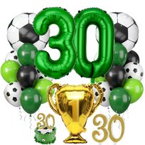 Zestaw balonów urodzinowych Sport Piłka Nożna Puchar świeczka cyfra - 30