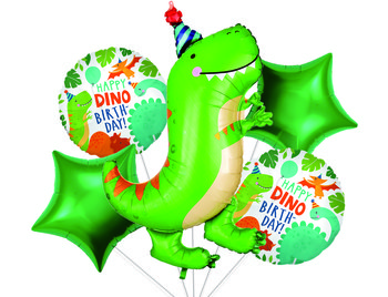 Zestaw balonów urodzinowych  z motywem Dinozaurów, 5 el. - Party spot