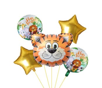 Zestaw balonów urodzinowych z Tygryskiem, 5 el. - Party spot
