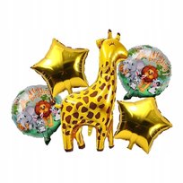 Zestaw Balonów Urodzinowych Żyrafa Zwierzęta na Urodziny Przyjęcia 5 szt