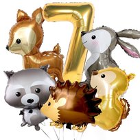 Zestaw balonów urodziny zwierzęta leśne woodland cyfra 100cm - 7