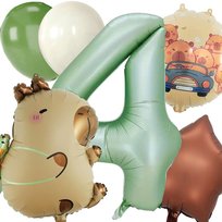 Zestaw balonów z kapibarą i zieloną cyfrą - 4