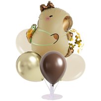 Zestaw balonów z kapibarą + stojak - bukiet balonowy 7 sztuk - Brązowy