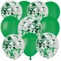 ZESTAW BALONÓW ZIELONY 10 sztuk KONFETTI URODZINY