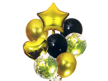 Zestaw balonów złoto-czarny - 9 szt. - MK Trade