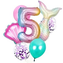 Zestaw Balony na urodziny Cyfra Ogon Muszla Syrenka - 5