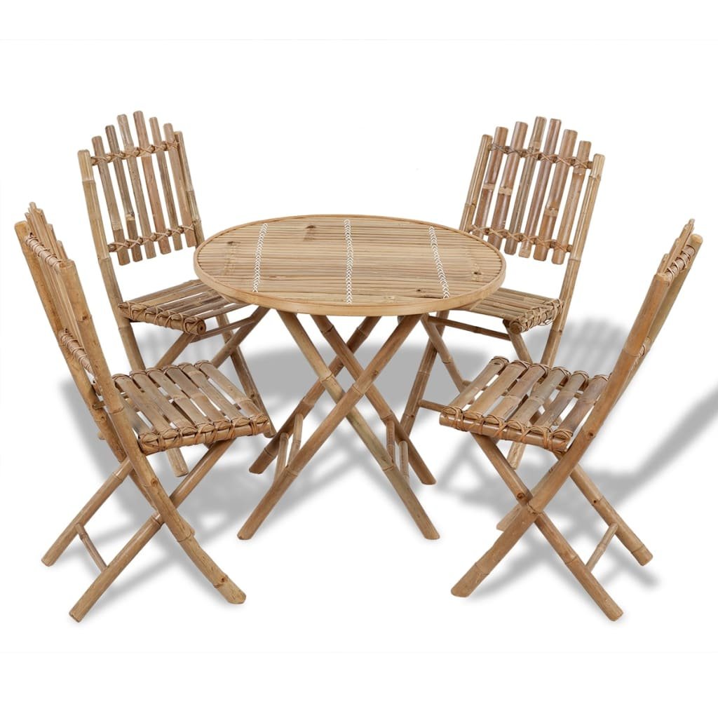 Фото - Садові меблі Zestaw bambusowy 1 stół + 4 krzesła (80x70cm + 50x