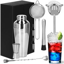 Zestaw barmański 8 elementów do drinków Springos shaker francuski srebrny