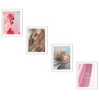 Zestaw Białych Ramek Na Klatkę Schodową - Galeria Ramek Na 4 Zdjęcia - Lewa Ściana