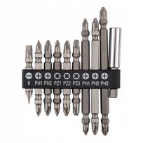 Zestaw bitów dwustronnych SL6 PH1x2 PH2x3 PZ1/2/3 uchwyt magnetyczny 10szt