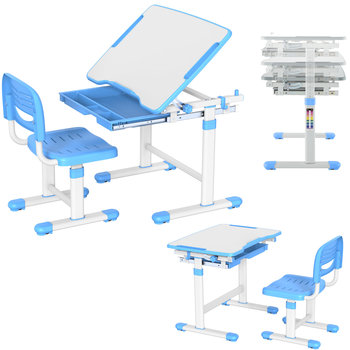 Zestaw biurko i krzesło dla dzieci niebieskie 66,4 cm Mozos DC-SET z regulacją wysokości - Mozos
